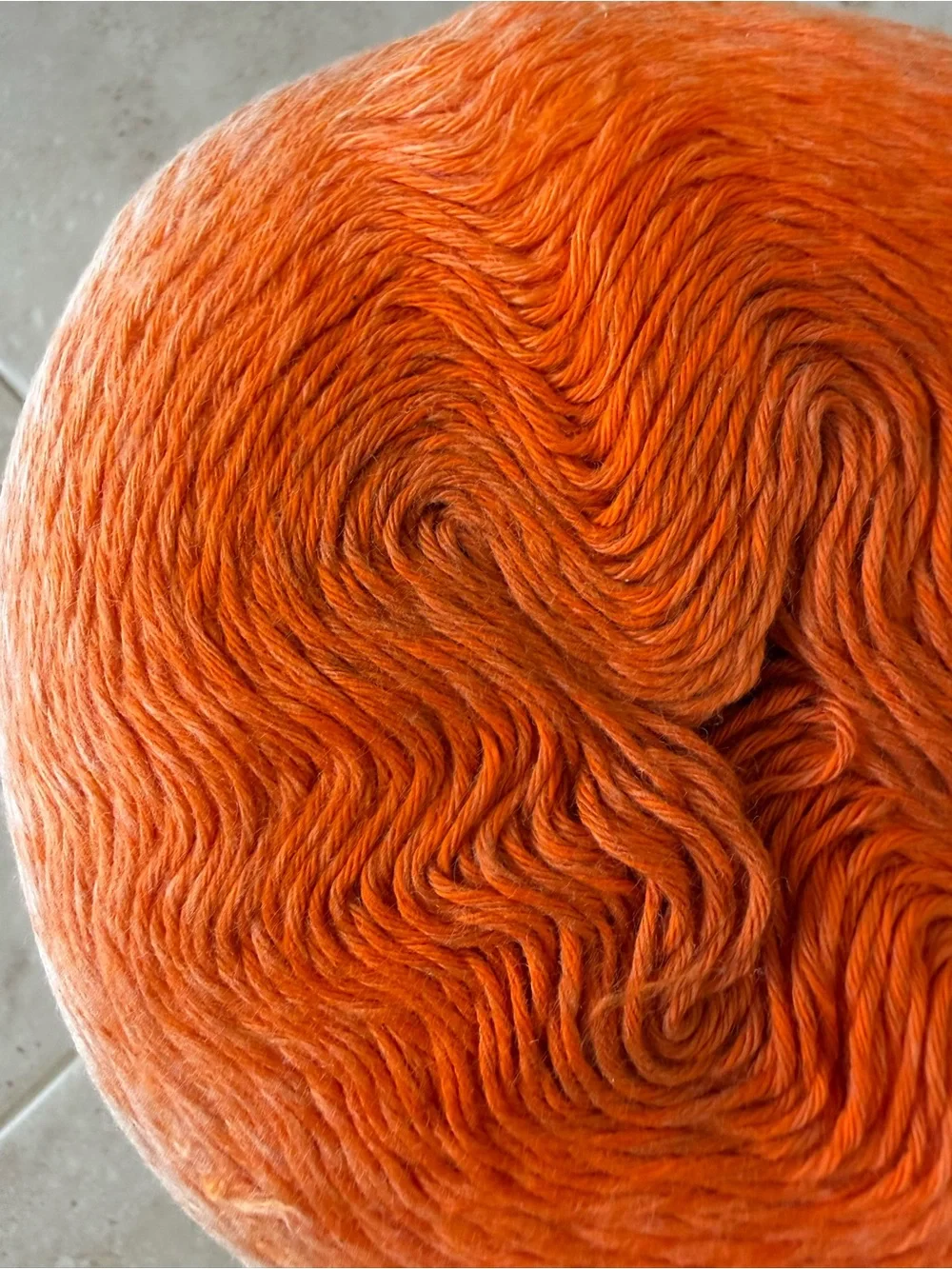 Hand-Dyed Orange Ombre Yarn Cake for Home Projects